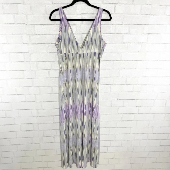 Natori Purple & Green Patterned Sleeveless Maxi Dress Women's Size Medium - Picture 7 of 9